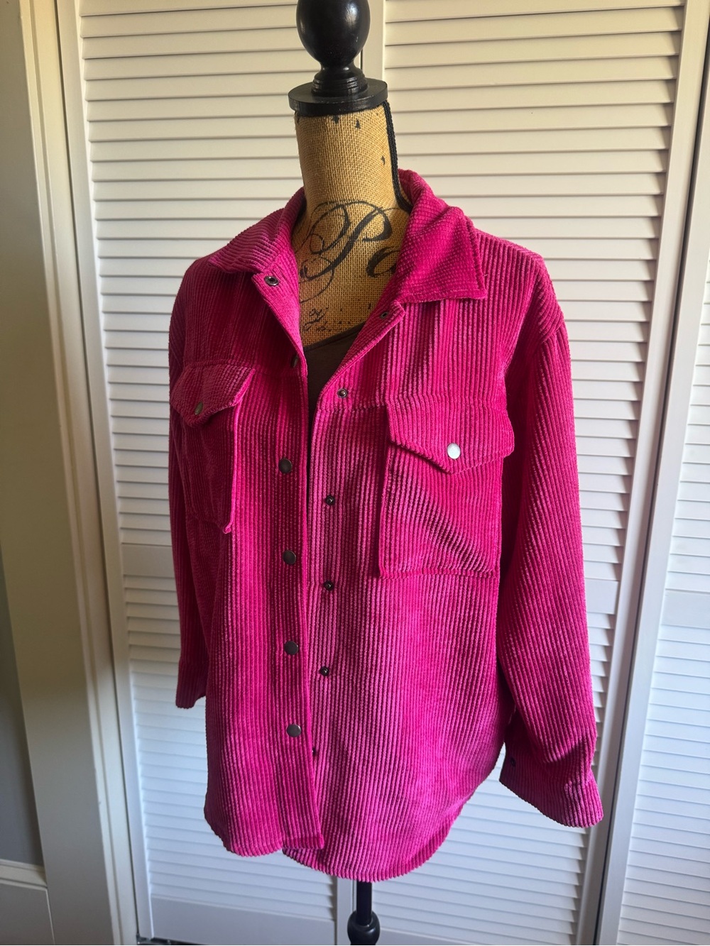 wild fable Hot Pink Corduroy Button-Up Shirt Jacket